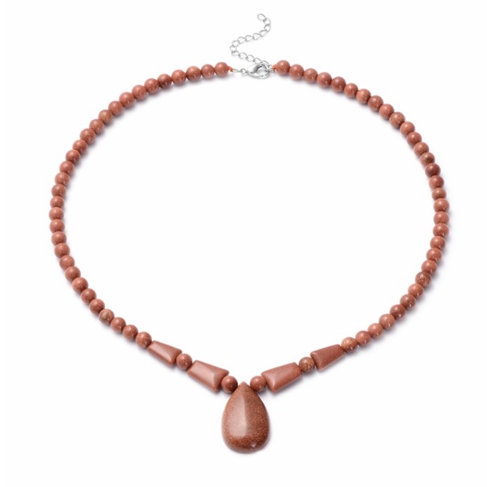 Tribal Inspired Sandstone Tear Drop Necklace